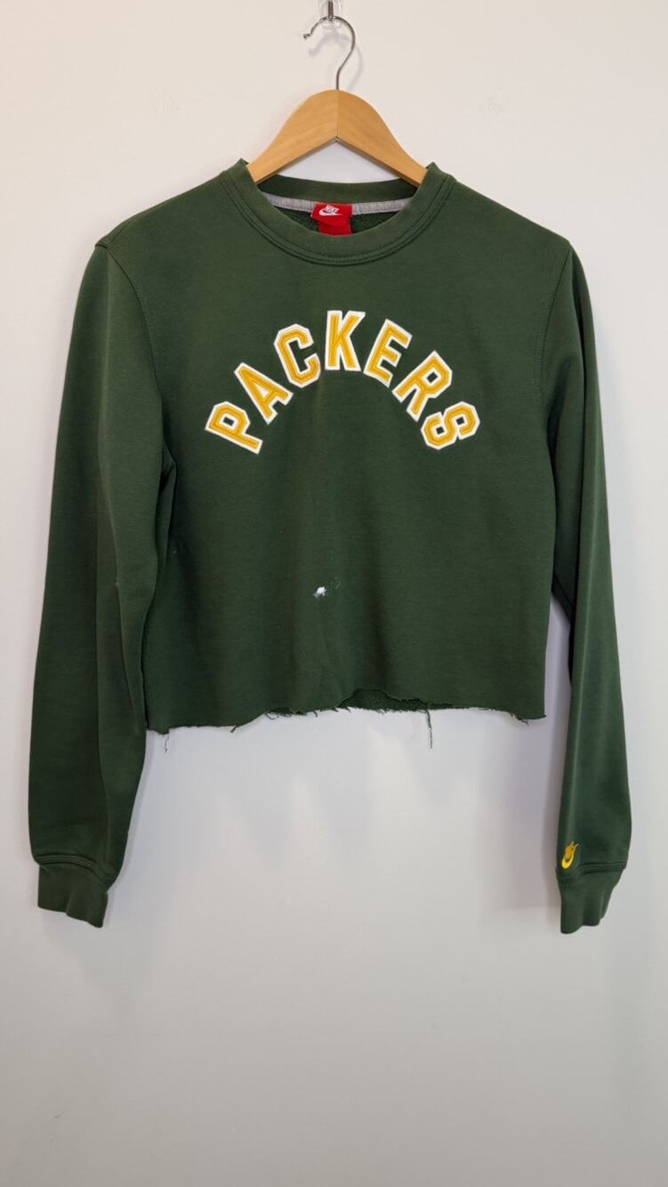 Nike Green Bay Packers Cropped Paint Crewneck Sweatshirt Football Green Women M